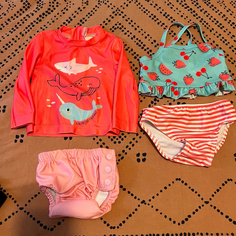 Kids Swim Set with Sea Creatures and Fruit Prints